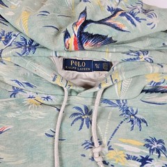 Polo Ralph Lauren Marlin Fishing Tropical Print Hoodie Green Mens XL Sweatshirt