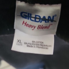 Gildan Heavy Blend Black Pullover Hoodie Fleece Cotton Blend Pockets XL Teens