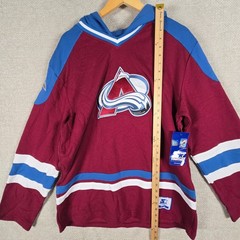 Starter Colorado Avalanche NHL Jersey Hoodie Mens Large Burgundy Blue NWT