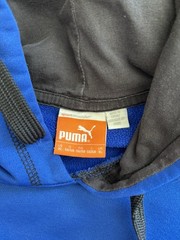 PUMA Men’s Blue Fleece Pullover Hoodie Logo Kangaroo Pocket Drawstring XL