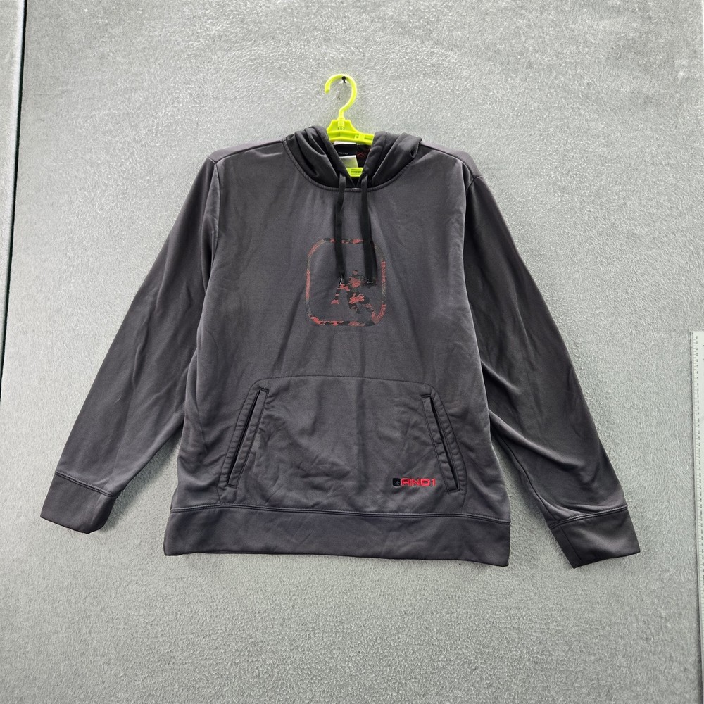 AND1 Men Hoodie L Gray Logo Front Embroidery Basketball Graphic