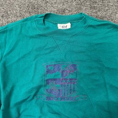 Diport-USA Sweatshirt Mens XL Teal Pink Purple Colorblock Bryce Resort Vintage