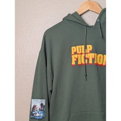 Pulp Fiction Hoodie Mens L Green Movie Graphic Sleeve Print Quentin Tarantino