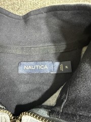 Nautica Sweatshirt Mens XL Gray Solid 1/4 Zip Fleece Mock Neck Pullover Logo