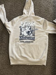True Religion Men’s Beige Cotton Full Zip Hoodie M Logo Graphic w/ Pockets