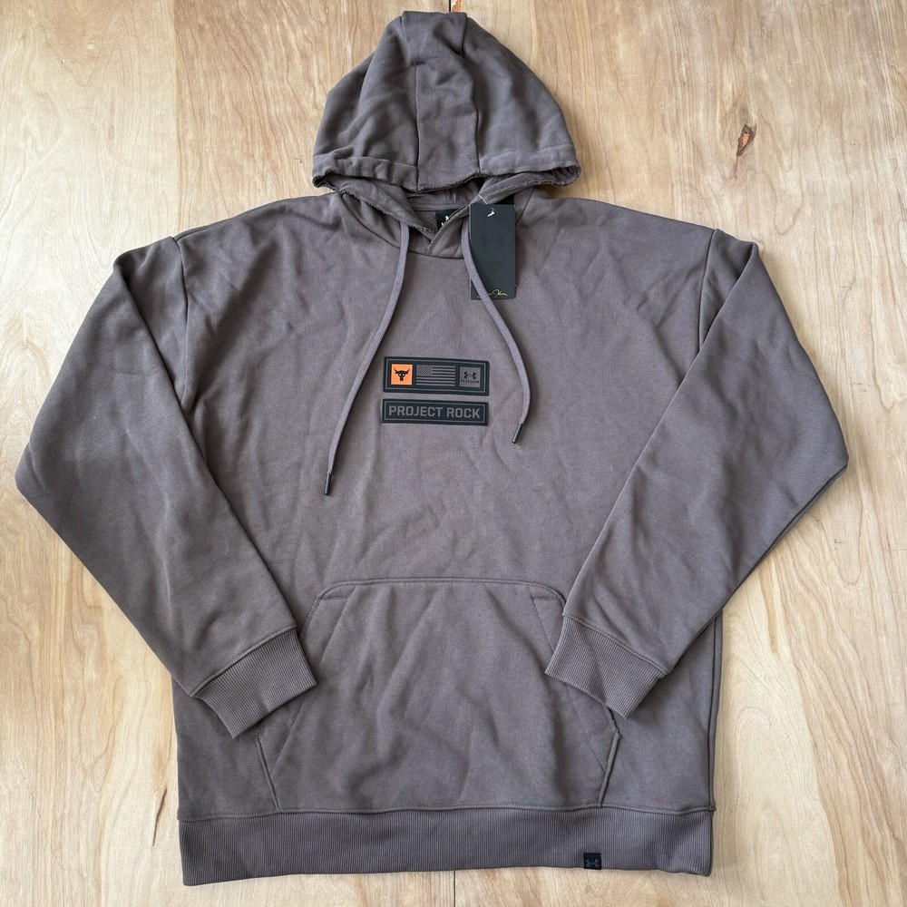 Under Armour Project Rock Veterans Day Hoodie Size Medium Brown Heavyweight New