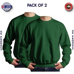Mens Sweatshirt 2 Pack Heavy Blend Crew Neck Plain Jumper Pullover High Quality