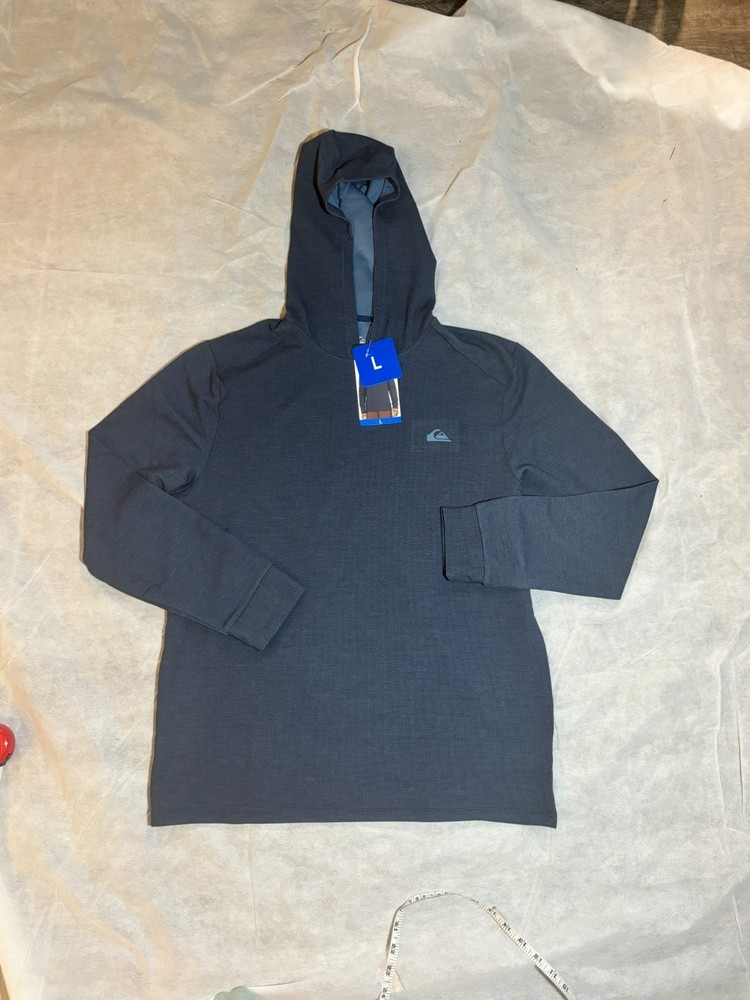 Quiksilver Mens Textured Pullover Sweater Hoodie New – Size L – Blue color