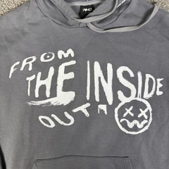 47 Street Hoodie Mens L Gray From The Inside Out Graphic Print Drawstring