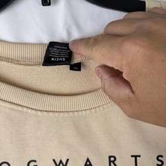 Harry Potter x SHEIN Hogwarts House Banners Sweatshirt Beige Cream Crewneck 3XL
