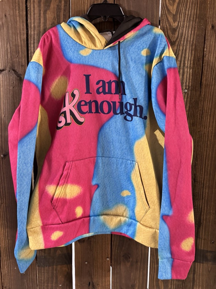 I Am Kenough Barbie Movie Hoodie Mattel Size L Pullover Tie Dye