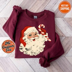 Retro Santa Sweatshirt Vintage Christmas Holiday Apparel Top