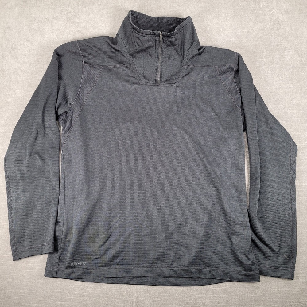 Nike Dri-Fit Mock Neck 1/4 Zip Black Pull Over Golf Sweatshirt Mens Size Large