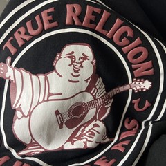 $119 NWT True Religion Zip Hoodie Men’s Large Jet Black Buddha Logo