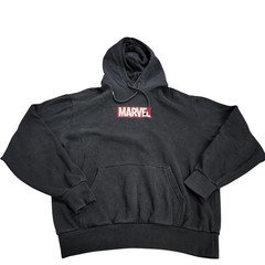 Divided Hoodie Mens Medium Black Marvel Logo Fleece Kangaroo Pocket Sweatshirt