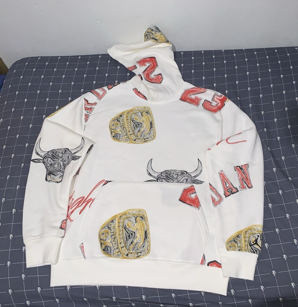 Jordan Brooklyn Fleece Men’s Allover Print Pullover Hoodie FN4545-133 Sz: Medium