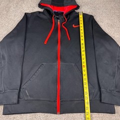 Nike Hoodie Mens Large Black Red Therma Fit Sweatshirt Full Zip Up Performance