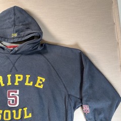 Triple Five Soul TFS Embroidered Hoodie XL Y2K Streetwear Navy Spell Out VTG