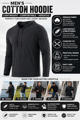 Men’s Soft Cotton Pullover Hoodie with Adjustable Drawstring & Pockets (S – 3XL)