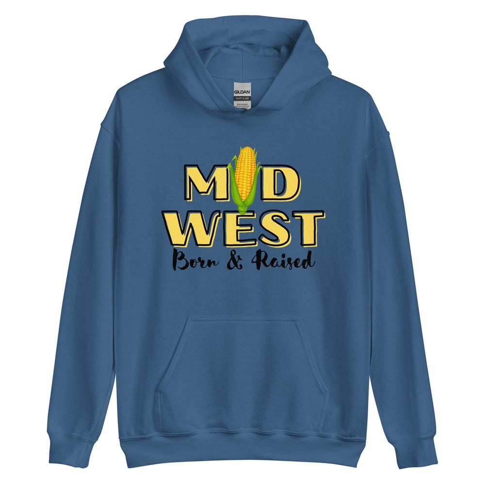 Midwest Born & Raised Unisex Hoodie Gift S,M,L,XL,2X,3X