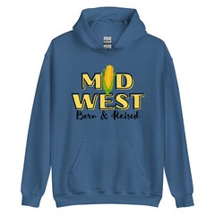 Midwest Born & Raised Unisex Hoodie Gift S,M,L,XL,2X,3X