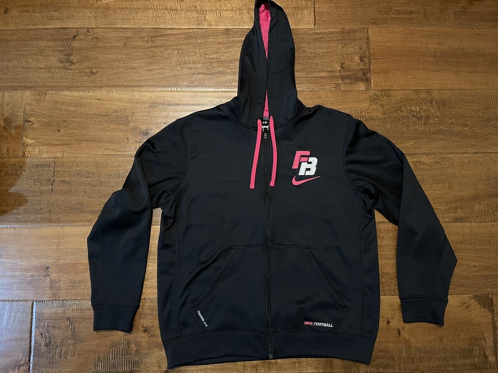 Nike Football FB Therma-Fit Pink Black Full Zip Hoodie Sweatshirt – Men’s Medium