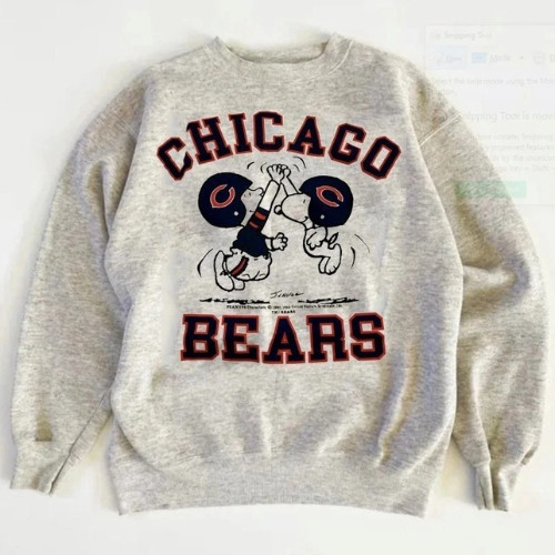 Retro Chicago Bears Cartoon Crewneck Sweatshirt Ash Unisex Football Fan
