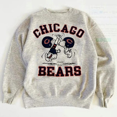 Retro Chicago Bears Cartoon Crewneck Sweatshirt Ash Unisex Football Fan