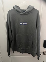 Hugo Boss Niftyhood Logo French Terry Hoodie Bubble Letter Gray Men’s Size Small