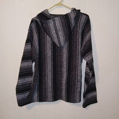 Molina Pullover Mexican Baja Pocket Hoodie Striped Colors Mens – Size M Hippie