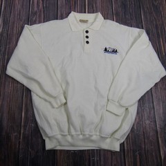 Northwest Territory Sweatshirt Mens L Ivory Vintage Polo Collar II72-16