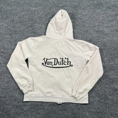 Vintage 90s Von-Dutch Full-Zip Hoodie Teens XL 17×19 White
