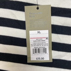 Goodfellow & Co Sweatshirt Mens XL White Black Striped Crew Neck Fleece Lined