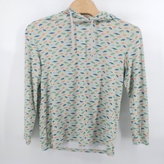 Burlebo Fly Lure Print Performance Hoodie Gray Long Sleeve Mens Large Shirt