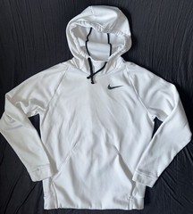 Nike Sweatshirt Mens Small White Dri FIT Pullover Hoodie Swoosh Logo Workout