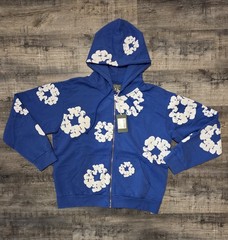 Denim Tears Blue Zip-Up Hoodie Sz Small