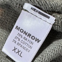 Monrow Mens Hoodie XXL Olive Green Rayon Blend Lightweight Soft Minimalist