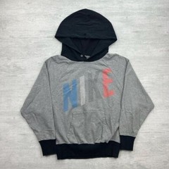 Vintage Nike Sweatshirt Adult Small Black Gray Two Tone Hoodie Block Letter