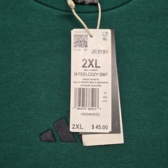 Adidas Essentials Feelcozy Sweatshirt Men’s 2XL Collegiate Green Fleece Pullover