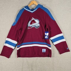 Starter Colorado Avalanche NHL Jersey Hoodie Mens Large Burgundy Blue NWT