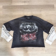 First Row Sweatshirt Mens XXL Black Flying To Infinity Graphic Double Layer Tee