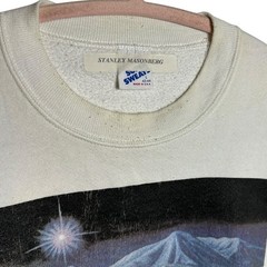 90s Wolf Sweatshirt Mens Large White Fleece Nature Fall Winter Snow Pullover