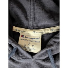 Champion Mens Navy Blue Script Logo Long Sleeve Hooded T-Shirt Jersey Hoodie