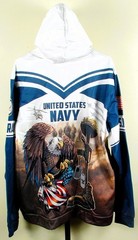 US Navy United States Navy Veteran AOP Full Zip Hoodie Size XL NWT