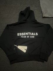 ESSENTIALS Jet Black Classic Fleece Zip Up Hoodie