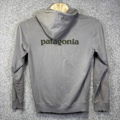 Patagonia Hoodie Mens Medium Gray Organic Cotton Full Zip Front Logo Sweatshirt