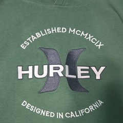 Hurley Men’s Green Fleece Pullover Hoodie Size M Logo Graphic Print Pockets