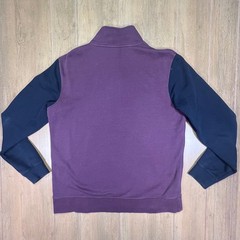 Nike Mens Club Fleece size Lg Quarter Zip Colorblock Pullover Plum Navy retro