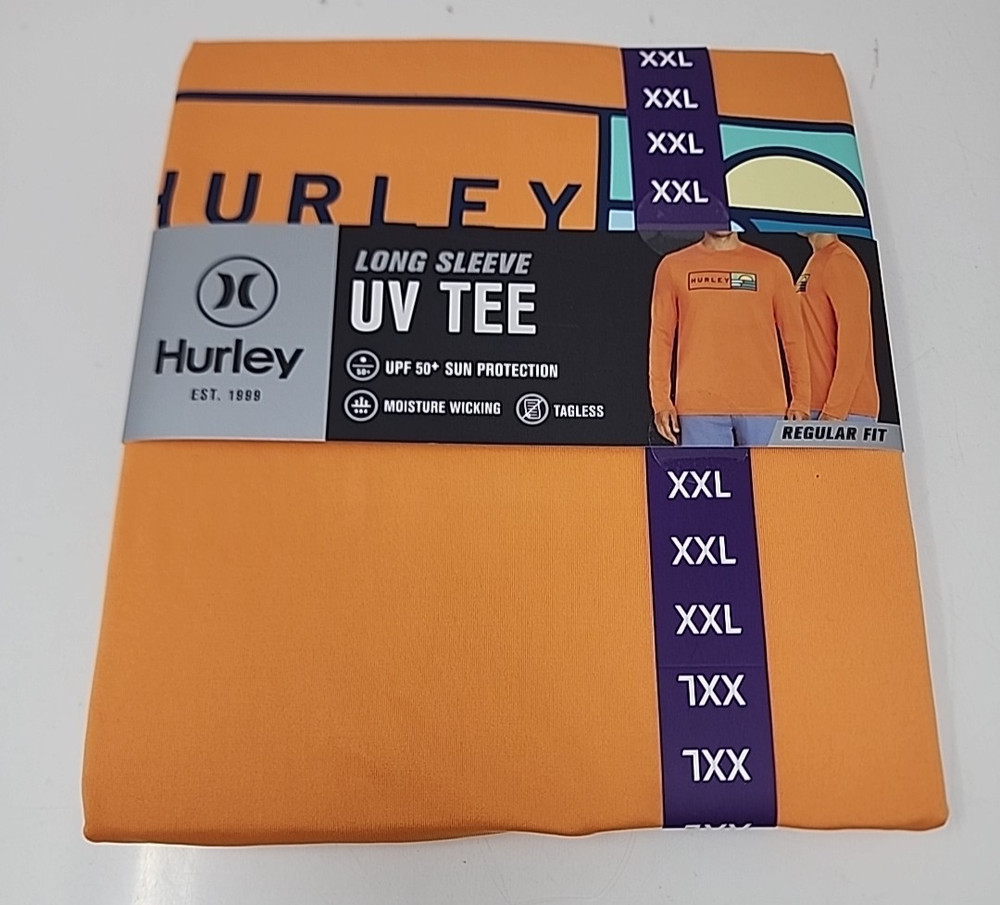 Hurley Men’s Sunny Side Hybrid Stretch Tagless UV T-Shirt 2XL Nectarine