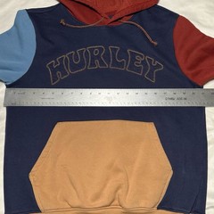 Hurley Pullover Hoodie Colorblock Blues Tan Deep Red Stitched Logo S Small